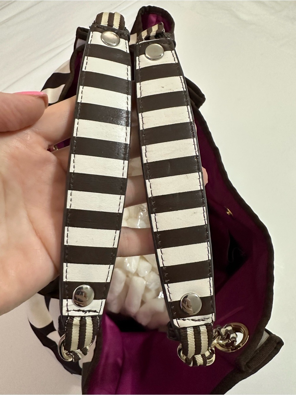 Henri Bendel Hot For Dots Tote Bag Brown White Rare Collector Handbag Dust Bag - Picture 7 of 16